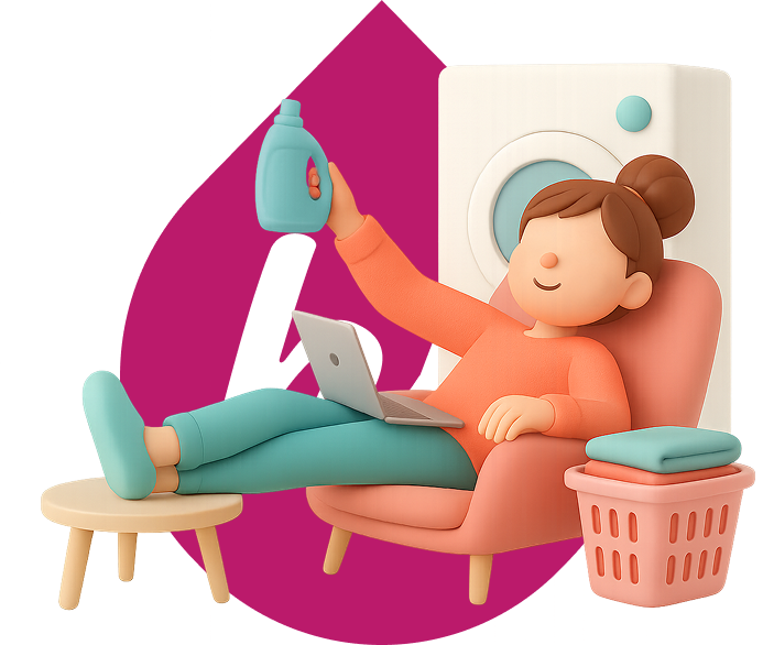 Ilustrasi Hi Wash — layanan self service, titip, harga murah, tanpa timbang